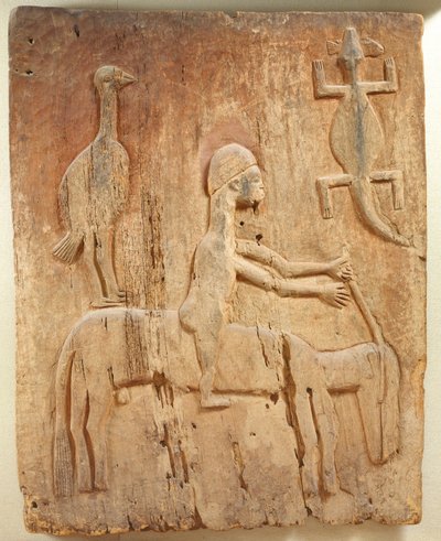 Dörr med relief föreställande en ryttare, Baule Population, från Elfenbenskusten av School African