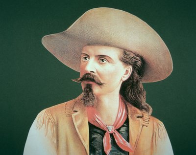 Buffalo Bill (1846-1917) (lito i färg) av School American