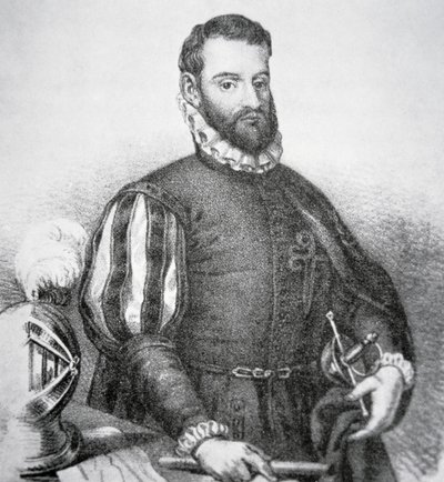 Pedro Menendez de Aviles (litho) av School American