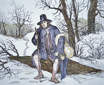 Roger Williams i vildmarken (litho i färg) av School American