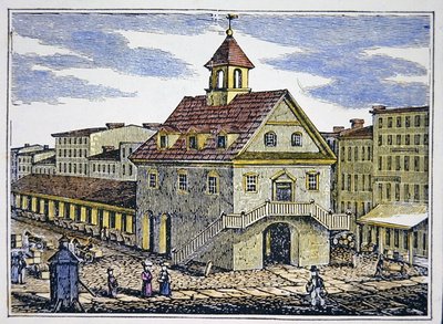 The Old Court House of Philadelphia (färg litho) av School American