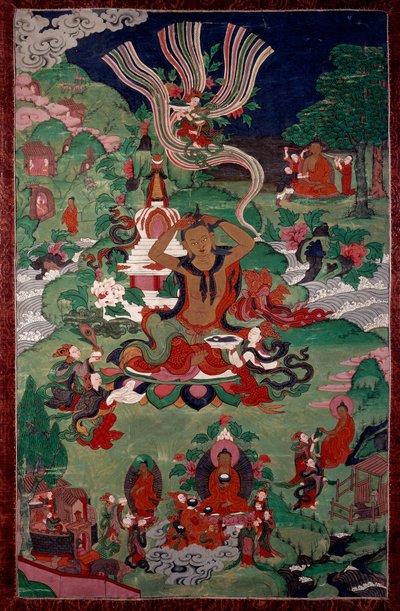 Avsnitt av Buddhas liv: frisyr. Gobeläng. Paris, Guimet-museet, Nationalmuseet för asiatisk konst av School Asian