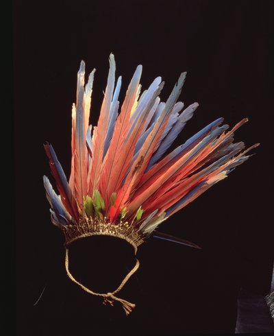 Huvudbonad, före ca 1853 (fiber och fjädrar) av School Brazilian