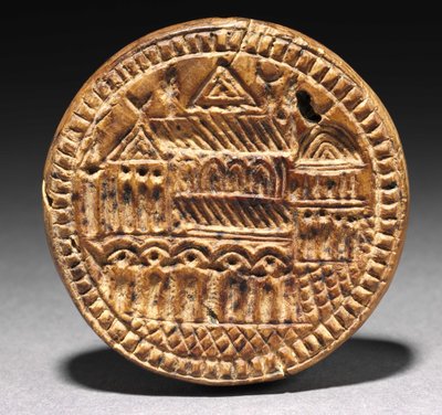 Form för ett Eulogia (Välsignelse) bröd, 600-900-tal (trä) av School Byzantine