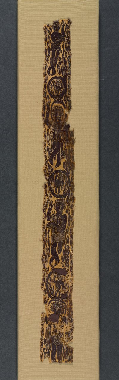 Prydnadsaxelband från en tunika, 600-650 (väv av gobeläng med extra inslagsomslag, ofärgat linne och färgad ull) av School Byzantine