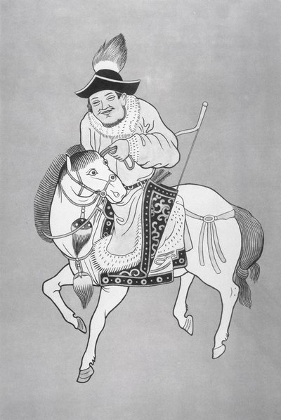 En mongolisk hästbågskytt, efter en kinesisk teckning (litho) av School Chinese