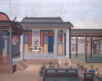 Lägg till. Eller. 2196 Ritning av interiören av en kinesisk tjänstemans hus av School Chinese