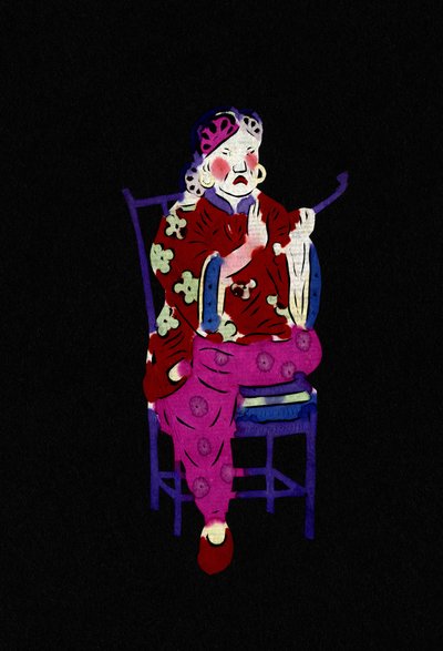 Kinesisk rökning. Målat skärpapper eller "Jian Zhi", kinesisk folkkonst, Pekin. av School Chinese