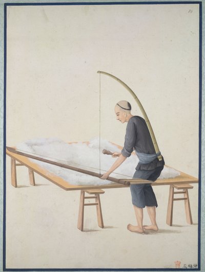 Fluffande bomull, för täcken, ca 1800 (akvarell på papper) av School Chinese