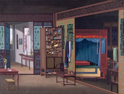 Interiör av ett kinesiskt hus i Kanton av School Chinese
