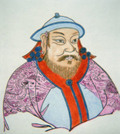 Kublai Khan (färgat bläck på papper) av School Chinese