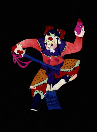 Manlig karaktär från Pekinoperan. Målad pappersklippning eller "Jian Zhi", kinesisk folkkonst, Pekin. av School Chinese