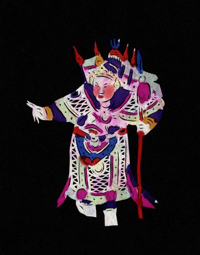 Manlig karaktär från Pekinoperan. Målad pappersklippning eller "Jian Zhi", kinesisk folkkonst, Pekin. av School Chinese