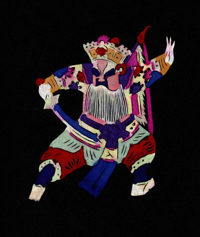 Manlig karaktär från Pekinoperan. Målad pappersklippning eller "Jian Zhi", kinesisk folkkonst, Pekin. av School Chinese