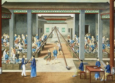 Tekultur: vägning och inköp av te (gouache på papper) av School Chinese