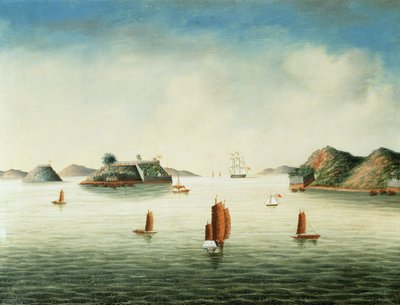 Vy över Canton-området, ca 1850 (olja på duk) av School Chinese