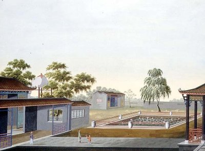 Walled Garden, c.1820-40 (akvarell på papper) av School Chinese