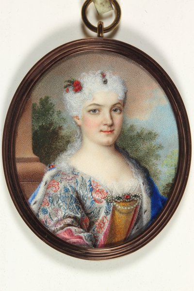 En dam som heter Marie Leczinska (emalj) av School Continental