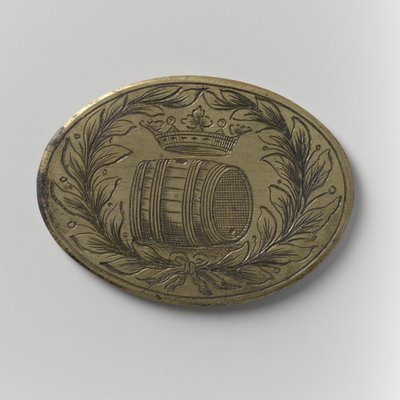 Ölimportörernas Guild of Amsterdam närvaroskylt, ca 1700 (mässing) av School Dutch