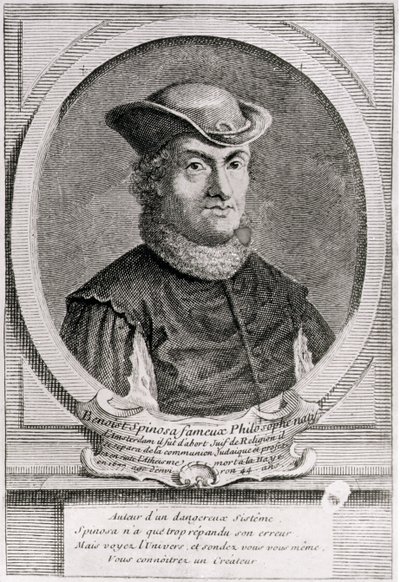 Porträtt av Baruch eller Benedict Spinoza (1632-77), holländsk filosof (gravyr) av School Dutch