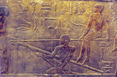 Forntida Egypten, Väggristning/-målning, Mastaba/Tomb of Ti, Saqqara, 5:e dynastin, Skeppsbyggnad (foto) av School Egyptian