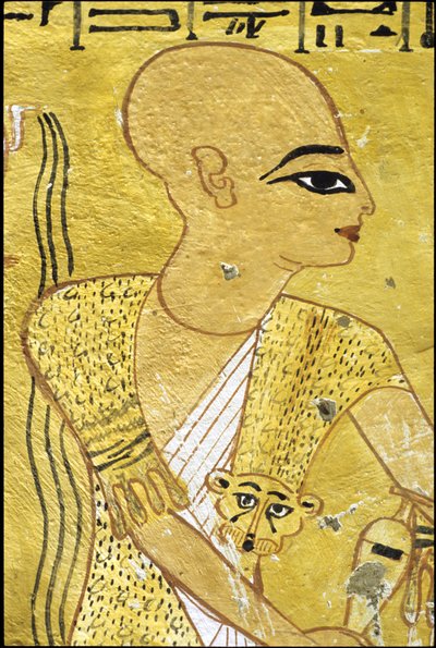 Forntida Egypten, Väggmålning Inherkhaus grav, Thebe, Adelns grav, 20:e dynastin, En präst som häller libationer för Inherkhau (foto) av School Egyptian