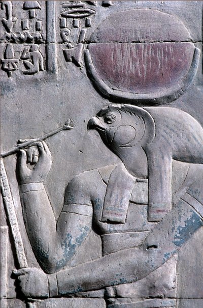 Forntida Egypten, Väggmålning/ristning, Horus skriver på papyrusrulle, Sebek- och Horustemplet, Kom Ombo (foto) av School Egyptian