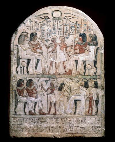 Egyptisk antiken: stele dekorerad med en scen för hyllning till faraonerna. Hellenistisk (eller ptolemaisk) period 156 f.Kr. Eremitagemuseet, Sankt Petersburg av School Egyptian