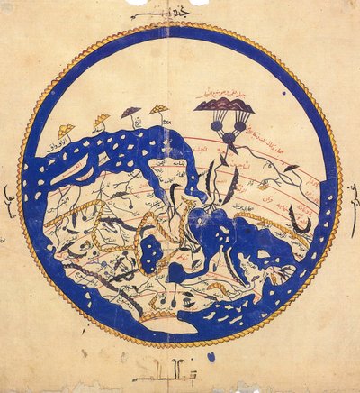 Kopia av världskarta av Muhammad al-Idrisi, ca 1130 av School Egyptian