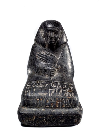 Egyptisk antikvitet: skulptur i gabbro som representerar hög tjänsteman Senpou. Middle Empire (2033-1710 f.Kr.) Paris, Louvren av School Egyptian