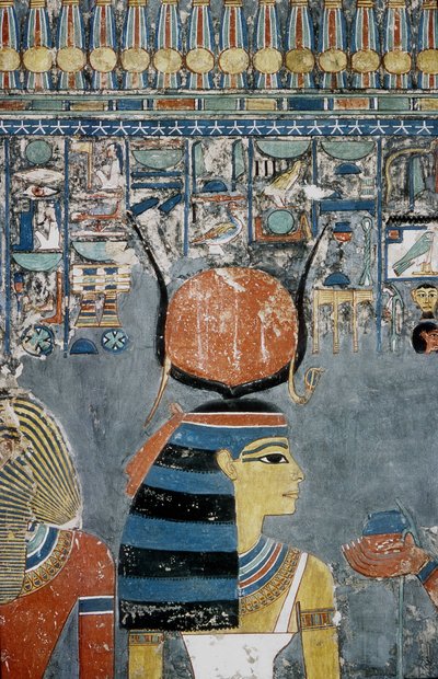 Luxor, Thebe: Konungarnas dal, Horemhebs (-1343 - -1314), egyptisk farao, grav på vilken gudinnan Isis avbildas. av School Egyptian