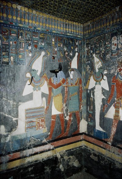 Luxor, Thebe: Konungarnas dal, Horemhebs (-1343 - -1314), egyptisk farao, grav på vilken gudinnan Isis avbildas. av School Egyptian