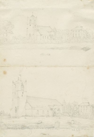 Blymhill kyrka: blyertsteckningar, nd [1797] (ritning) av School English