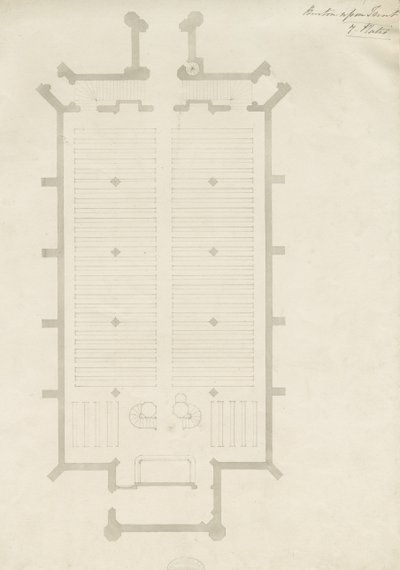 Burton-upon-Trent - Holy Trinity Church: teckning, nd [?1820-talet] (teckning) av School English