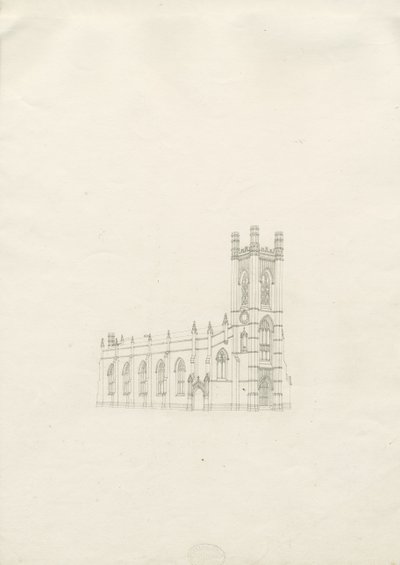 Burton-upon-Trent - Holy Trinity Church: teckning, nd [?1820-talet] (teckning) av School English