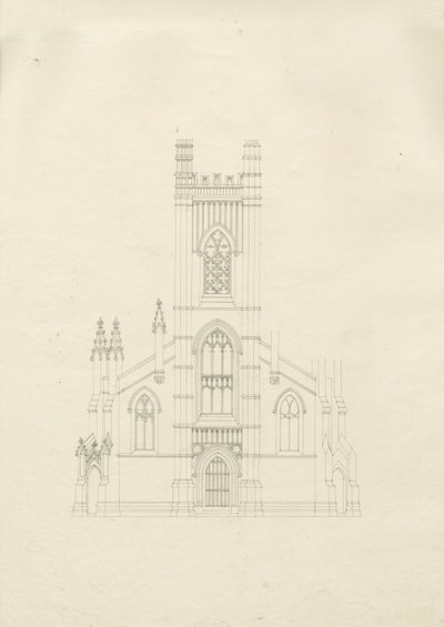 Burton-upon-Trent - Holy Trinity Church: teckning, nd [?1820-talet] (teckning) av School English