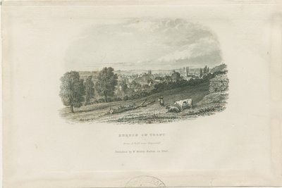Burton-upon-Trent Bridge and Town: stålgravyr och [?1800-talet] (tryck) av School English