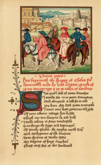 Canterbury Pilgrims, illustration från Canterbury Tales av Geoffrey Chaucer, från "English Literature" (print) av School English