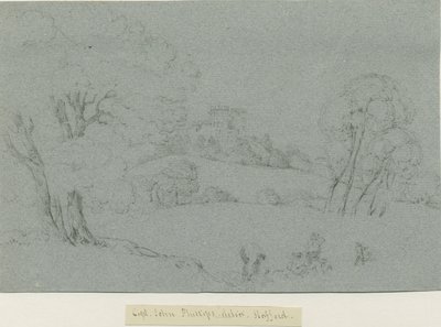Castle Church - Stafford Castle: blyertsteckning, nd [1800-talet] (teckning) av School English
