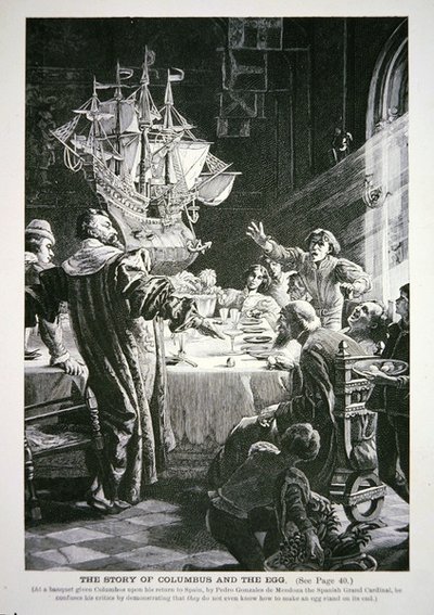 Christopher Columbus och ägget (litho) av School English