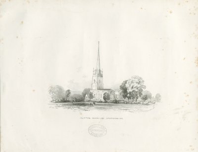 Clifton Campville Church: litografi av School English