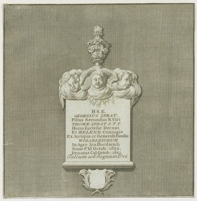 Colwich - Väggmålningsmonument till George skarpsill: gravyr och [?1800-talet]. (skriva ut) av School English