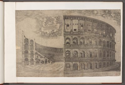 Bomull Augustus III, f.53 Colosseum.   Tryck av antika byggnader, konst och relaterade scener, främst i Rom av School English