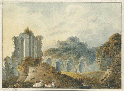 Croxden Abbey: akvarellmålning av School English