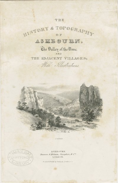 Dovedale - landskap: litografi (vinjetter) och [?1800-talet] (tryck) av School English