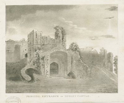 Dudley Castle - Huvudingång: akvatintgravyr och [?1700-talet] (tryck) av School English