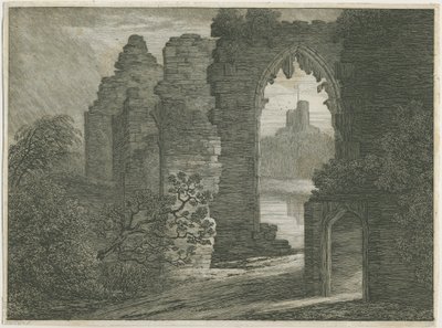 Dudley Castle - The Keep: etsning av School English