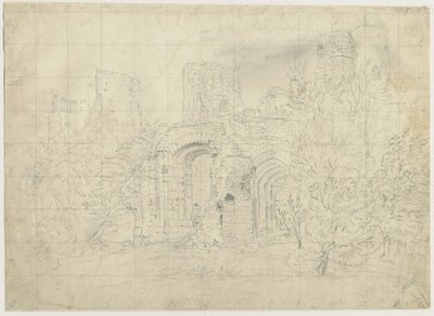 Dudley Castle - the Barbican: blyertsteckning, nd [?1800-talet] (teckning) av School English