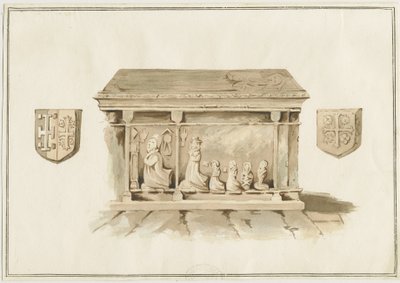 Eccleshall Church - Biskop Benthams grav: akvarellmålning, nd [? 1800-talet] (målning) av School English