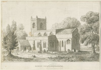 Hanbury Church: etsning, nd [c 1800] (tryck) av School English